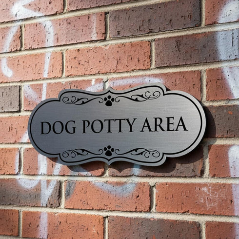 Large Black Dog Potty Area Sign - Designer Style