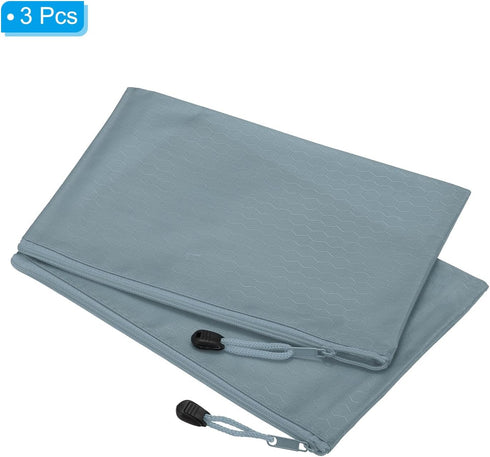 PATIKIL Waterproof Zipper File Bags, 3 Pack A5 Document Holders Pencil Pouch for Office, Gray