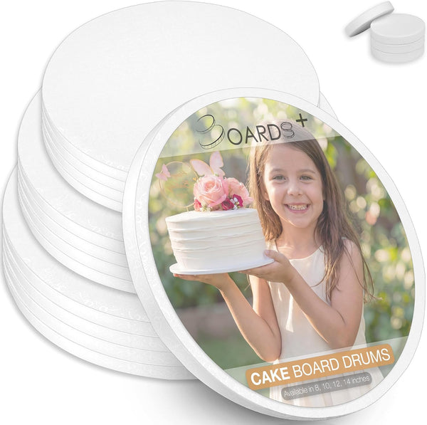 Sleek Cake Board Drum 8, 10 & 12 Inch (3 Sizes, 12