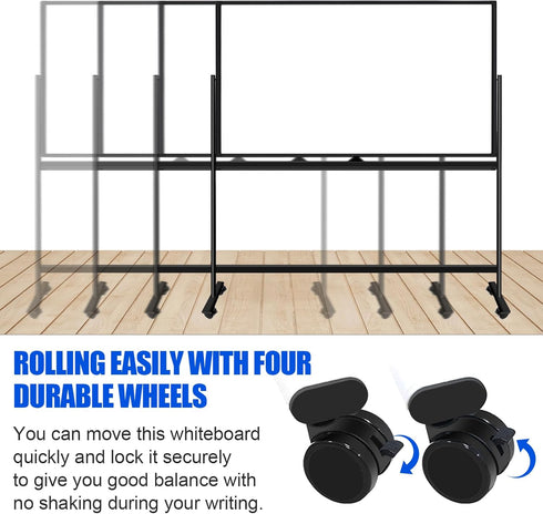 Large Rolling White Boards on Wheels 60 X 36 Inches Magnetic Dry Erase Board with Stand for Office Home
