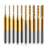 End Mill Sets, 10Pcs Titanium Coat End Mill, 1/8" Shank Micro Engraving Bits for CNC Router