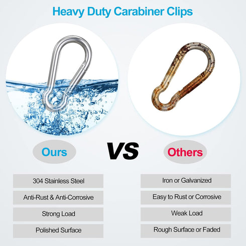 10PCS Stainless Steel Carabiners - 1.57 Inch Small Caribeaner Clips, Heavy Duty Keychain Clip, Quick Link for