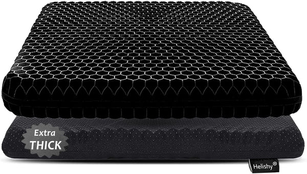 Helishy Gel Seat Cushion for Long Sitting, Extra Thick Gel Cushion for Wheelchair