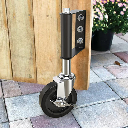 Heavy Duty Gate Caster - Spring Loaded Swivel Wheel for Wooden Gate and Fence, 220LBS Capacity