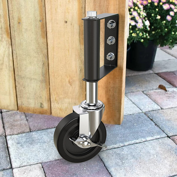 Heavy Duty Gate Caster - Spring Loaded Swivel Wheel for Wooden Gate and Fence, 220LBS Capacity