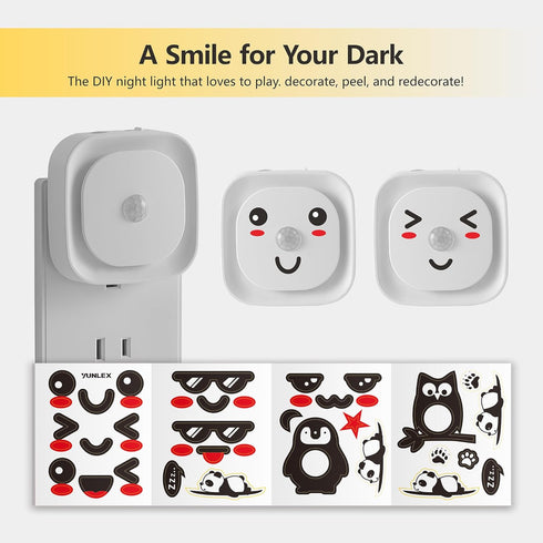 YUNLEX 2 Pack 0% Dimmable, Plug in Red Sleep Night Light with Motion Sensor & Dusk to Dawn Sensor, Soft Glow, Blue