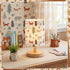 VIHOSE Woodland Animals Kids Table Lamp for Bedroom Kids Bedside Lamp with Linen Wooden Nightstand Cartoon Nursery