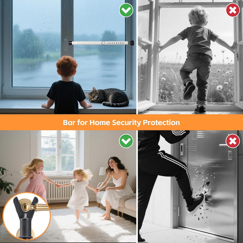 ETICSIPA 1.3" 2PCS Door Security Bar Heavy Duty Metal Patio Door Security Bar for Hinged & Sliding Glass Door Portable