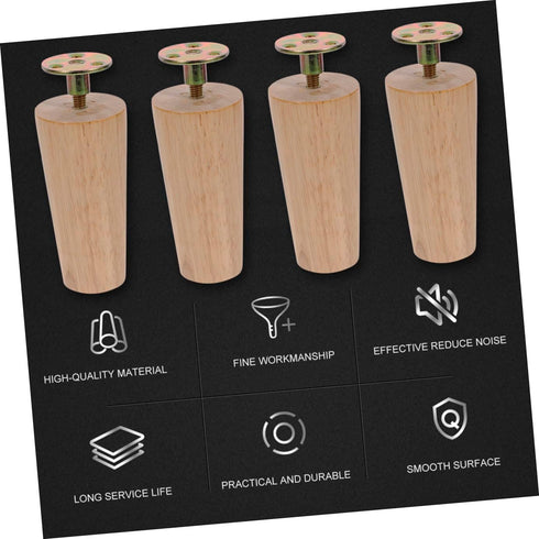 4 Sets 10cm Toddmomy Wood Furniture Legs Tapered Solid Wood Sofa Cabinet Table Replacement Feet with Lacquer Finish