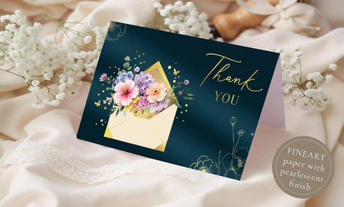 6.7 4.5 inch Joli Coon Premium Thank you card ELEGANT - Thank you card with premium envelope and real wax seal - x