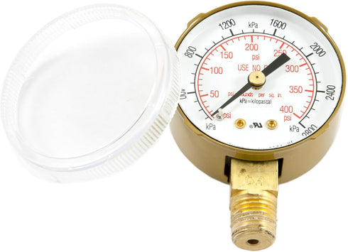 Forney 87728 Acetylene Gauge, High Pressure, 2-Inch-by-1/4-Inch NPT, 0-400 PSI by Forney