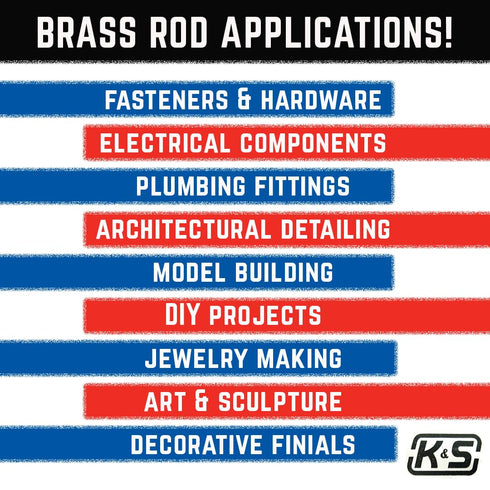 K&S 8163 Round Brass Rod, 3/32" OD x 12" Long, 1 Piece, Made in The USA