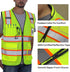Reflective Safety Vest Yellow Mesh, High Visibility Vest with Pockets, Zipper, Padded Neck, ANSI Class 2, Yellow with
