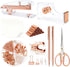 UPIHO Rose Gold Office Supplies Set, Stapler and Tape Dispenser with Clips, Scissors, and Sticky Notes