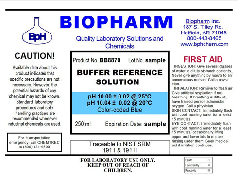 pH Buffer Calibration Solution Kit 3-Pack: pH 4.00, 7.00, 10.00 Buffers — 250 ml Each