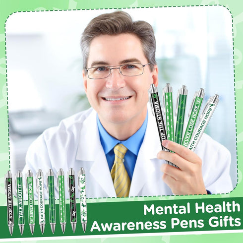 Yeaqee 48 Pcs Motivational Mental Health Awareness Retractable Ballpoint Pens, 1.0 mm Black Ink for Office Charity