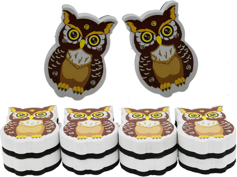 Magnetic Dry Erase Erasers - Whiteboard Eraser Pack of 8 Cute Owl Erasers with Felt for Professor Teachers Designer