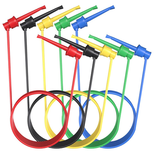 Goupchn Silicone Test Leads - 5PCS Test Hook to Hook Cables Wires with Dual IC Test Hooks Clips for Electronic Testing