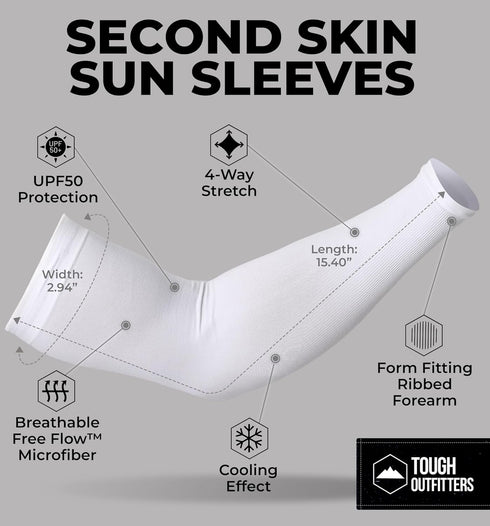 Tough Outdoors Sun Protection Sleeves - UV Arm Sleeves for Men and Women, Golf Cooling Baseball Sun Sleeves