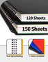 SUNEE 5 Subject Notebook College Ruled - 300 Pages, 8.2"x10.8", 5 Pocket Colored Dividers, 3-Hole Punched Paper, Black by SUNEE