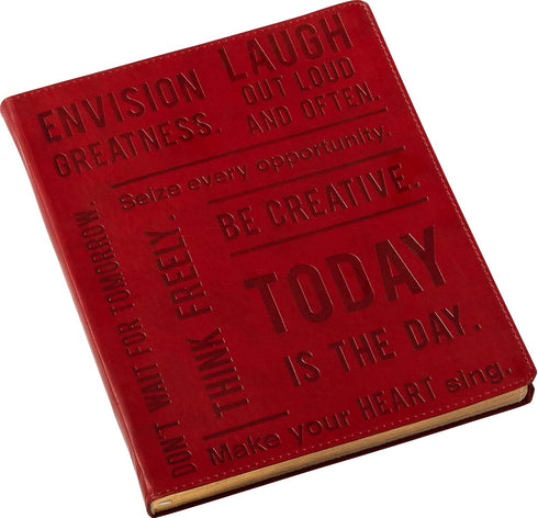 Eccolo Large Lined Journal Notebook, Flexible Cover, 256 Ruled Ivory Pages, Desk Size for Work or School (Burgundy)
