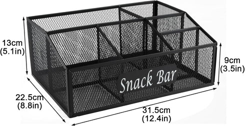 Xbopetda 6 Snack Organizer for Pantry Shelf, Metal Snack Organizer Snack Basket, Compartment Snack Bin Holder Chip