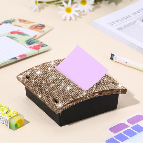 Rhinestone Self Stick Note Pad Holders, 4 x 4 Inches, Memo Note Holder Dispenser for Office Home Desk Supplies