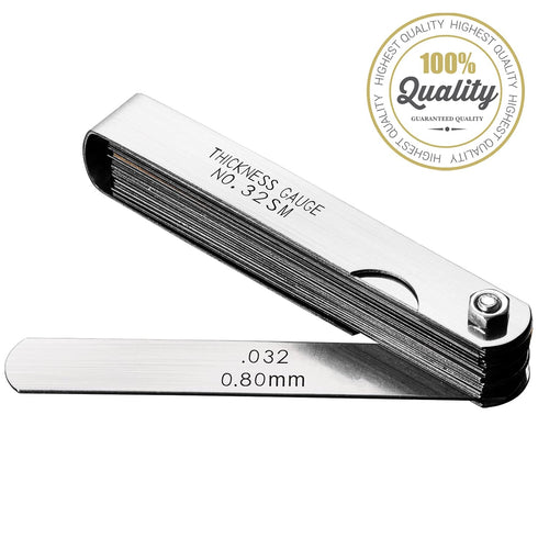 Spurtar 32 Blades Feeler Gauge Set, Stainless Steel for Measuring Gap Width and Thickness, SAE/Metric