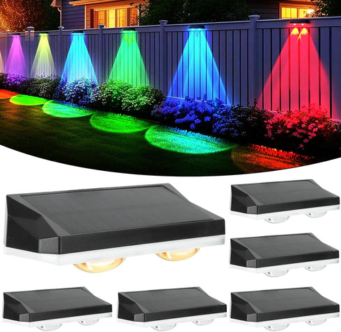 Solar Fence Lights Outdoor Waterproof LED, 13 Lighting Modes, Solar Outdoor Lights