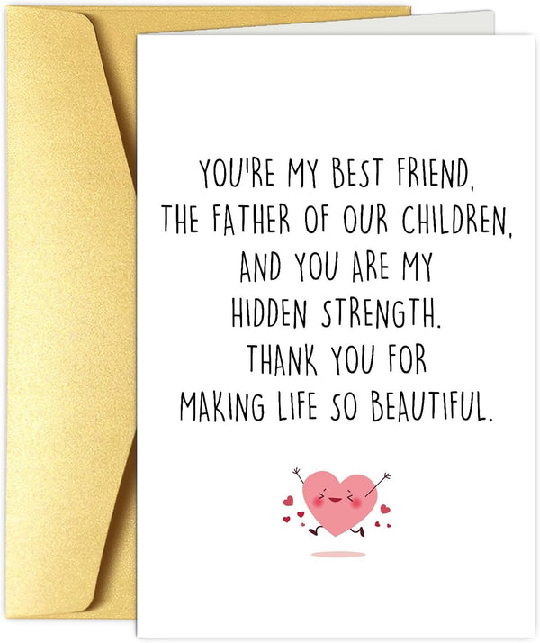 Obbyidk Romantic Father's Day Card for Husband, Sweet Anniversary Card from Wife, Husband