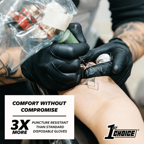 1st Choice Black Nitrile Gloves, Box of XL Disposable Latex Free Exam Grade Black Gloves, 3mil