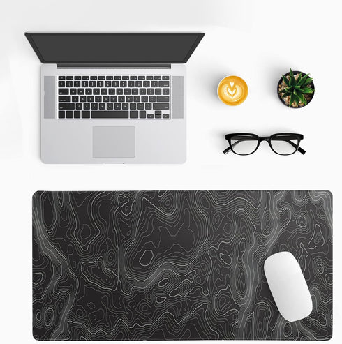 Topographic Contour Extended Big Mouse Pad Large,Gaming Mouse Pad Desk Pad,27.6x11.8 Inch Long Computer Keyboard Mouse Mat Mousepad with 3mm Non-Slip Base and Stitched Edge for Gaming and Office by Siski