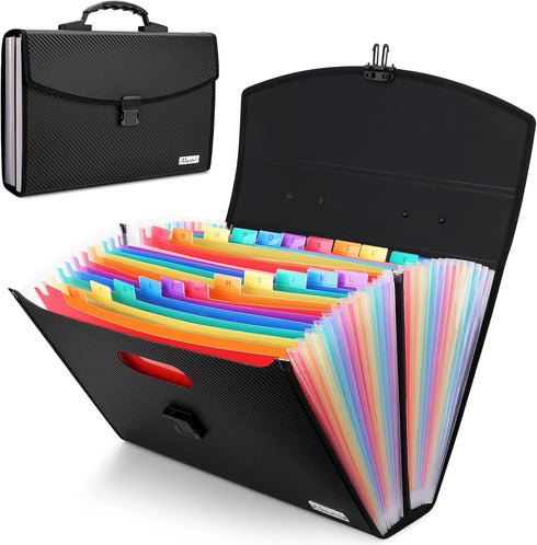 Uquelic 26 Pockets Expanding File Folder, Durable Buckle, Large Legal Size Accordion Filing Organizer