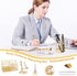 Gold Desk Organizers and Accessories Set - Office Supplies with Stapler, Pen Holder, Phone Holder, Scissors, Clips,
