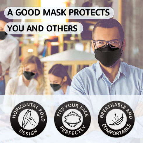 KN95 50 Pack, KN95 LEVENIS Face Masks Breathable Comfortable and Disposable Mask, Black