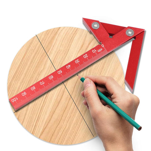 Aluminum Alloy Center Positioning Ruler, Multi-Function High-Precision Metric Measuring Tool for Right Angles