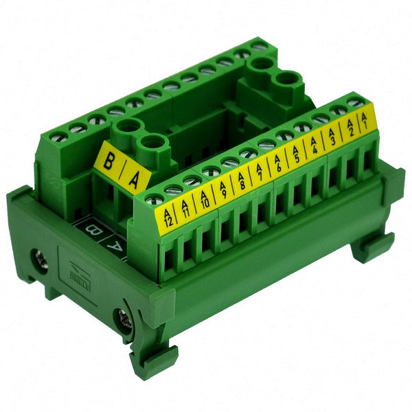 OONO DIN Rail Mount 30A/300V, 2x12 Position Screw Terminal Block Distribution Module