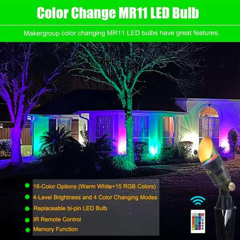 RGB MR11 LED Bulbs, GU4 Bi-pin Base, Color Changing Warm White + 15 Multicolors, 12V Halogen Bulb Replacement