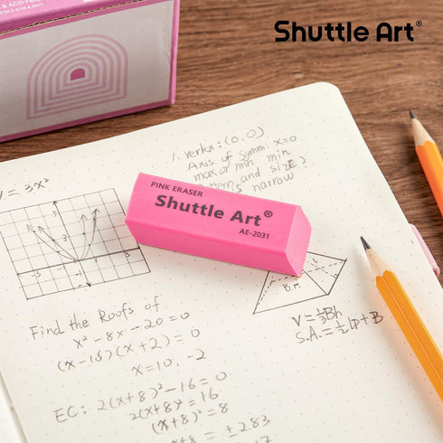 Shuttle Art 200 Pack Pink Erasers Bulk for School, Office, Latex-Free Soft Erasers for Kids, Teachers