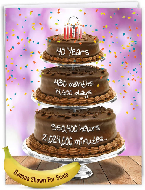 NobleWorks 40th Jumbo Birthday Greeting Card - Funny Card for 40 Year Olds, Milestone Notecard (8.5 x 11 Inch)