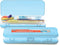 Enday Pencil Box Blue, Plastic Double Deck Pencil Case with 7 Compartments for Home and Office