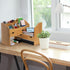 Lawei Bamboo Desk Organizer with Adjustable File Holder, Mini Desk Drawer Tabletop Organization Box with 4 Drawers for