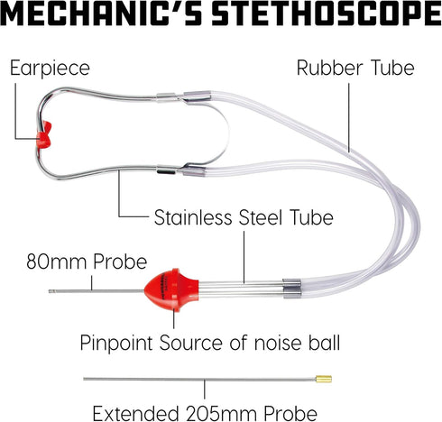 640582 Powerbuilt Automotive Mechanic's Stethoscope Engine Diagnostic Tool, Engine Issue Detection Large