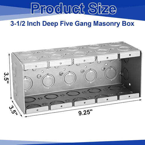3-1/2 Inch 5 Commercial Yaocom Solid Deep Five Gang Masonry Box Galvanized Steel Electrical Gang Outlet Tool Box