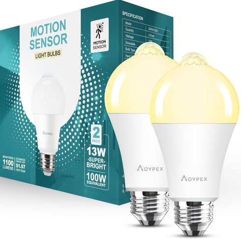 Motion Sensor Light Bulbs, 100W Equivalent Motion Activated Security Light Bulb, 2700K