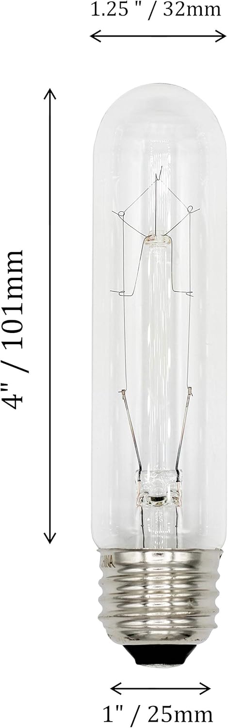 3090 (Pack 4) 40T10/CL 40 T10 120V (E26) Bulbs Creative Hobbies of - Watt Clear Tubular - - Medium Base - Incandescent
