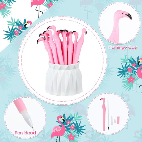 Fulmoon Cute Flamingo Gel Ink Pens, Pink Flamingo Gift for Child, Teacher, Student, 0.5mm Black Ink, 40 Pcs