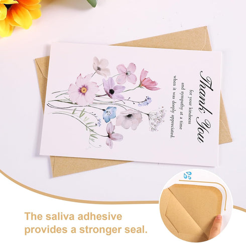 C2U Envelopes(100 Pack 4"x6"),Stickers Funeral Thank You Cards with & Message Inside - Wildflower Bereavement Sympathy