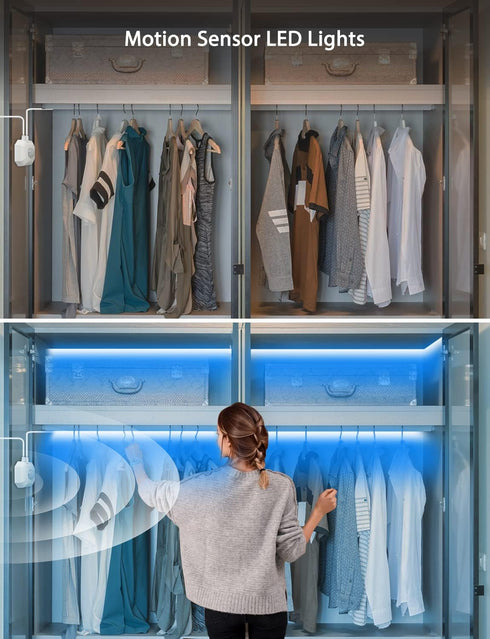 Closet, 16.4ft MATICOD Motion Sensor LED Strip Lights Indoor, Plug-in RGB Under Bed Lights for Bedroom, Under Cabinet