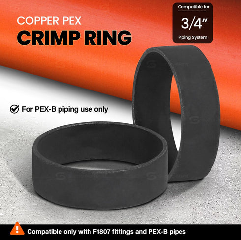FQDS0034 3/4 Inch PEX Rings, Wrot Copper with Black Oxide Coating for Barb Fittings and Crimp Tools